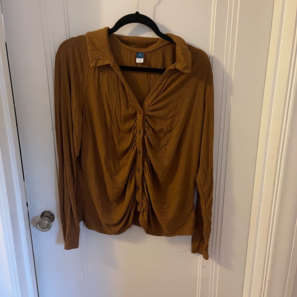 Old Navy Women's Tan Ruched Blouse